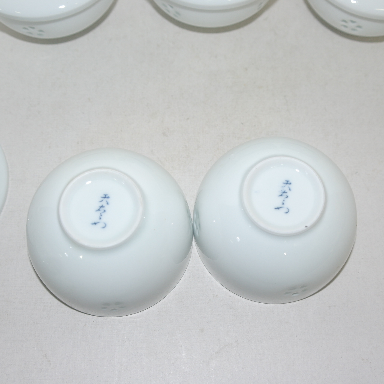 순백자 투각화문 두껑있는 잔 5점셋트