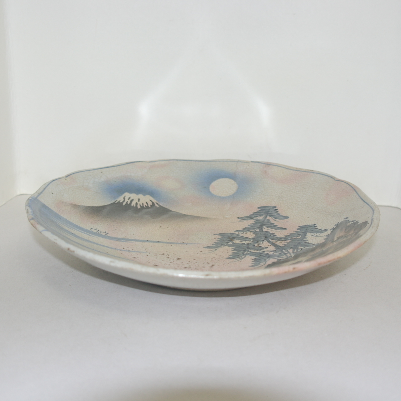 100년이상된 청화백자 산수문 화형대완