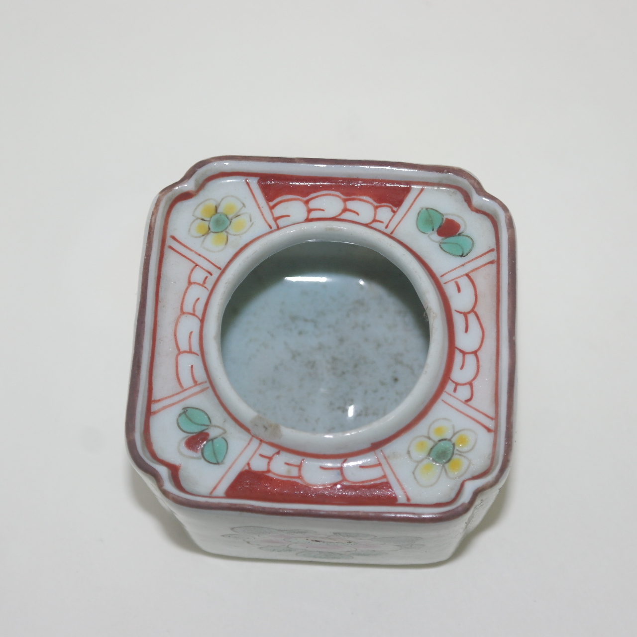 100년이상된 청화백자진사화문 사각향완