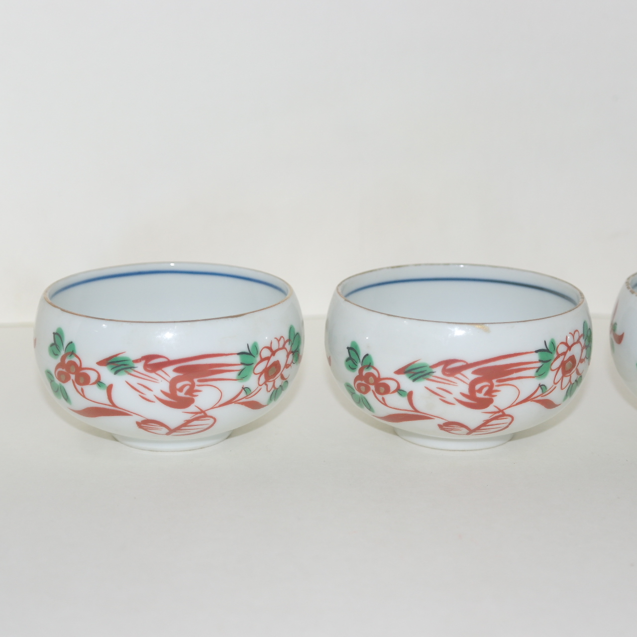 연대가좋은 청화백자진사화문 오목잔 4점