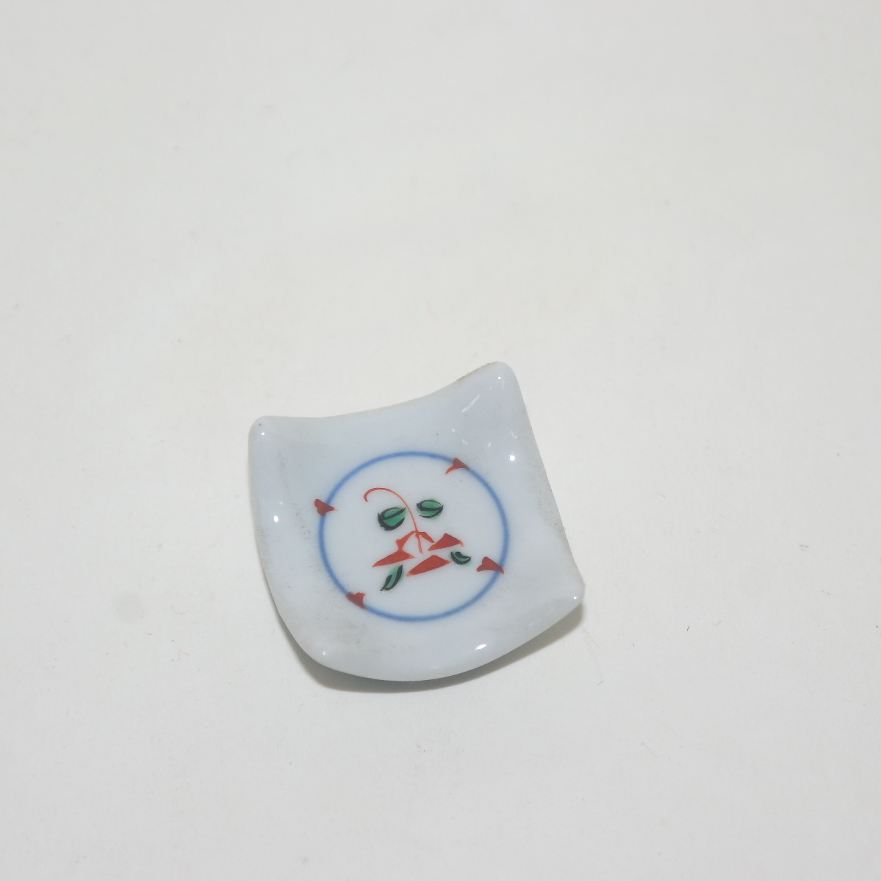 구다니 청화백자 진사화문 저분받침 셋트