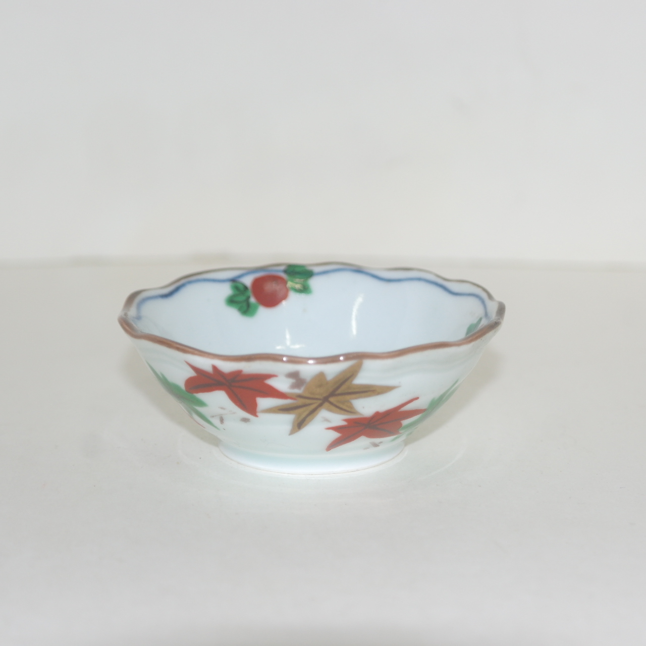 이마리 청화백자진사 사슴문 화형완 5점