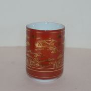 명품-구곡영락(九谷永樂) 진사백자금채어문 통잔