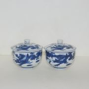 연대가좋은 청화백자 용문 두껑있는잔 2점