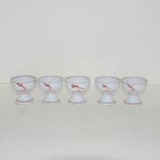 진사백자 굽다리초화문 잔 5점셋트