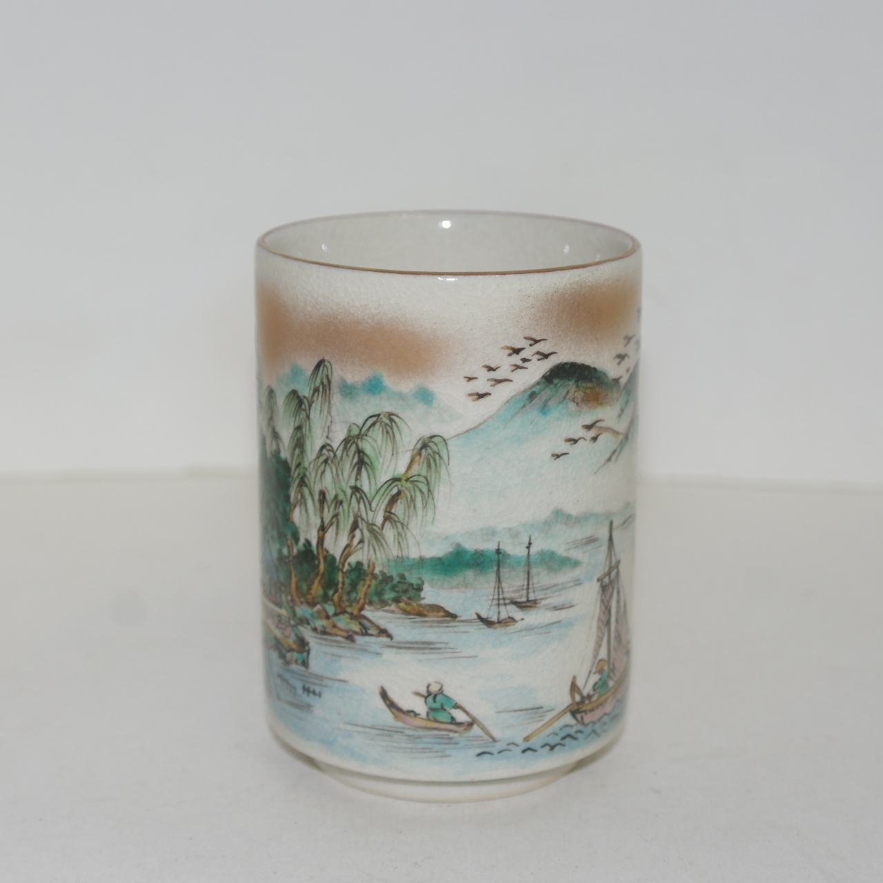 명품 사스마분청자 산수문 잔