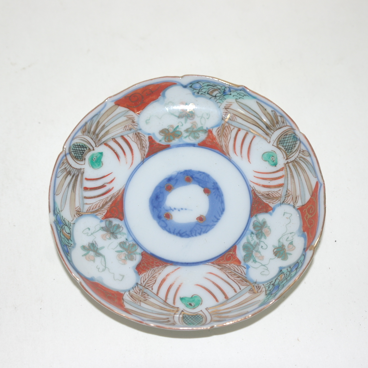 100년이상된 청화백자진사금채화문 화형완 9점일괄