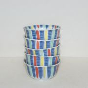 청화백자 진사줄문 화형완 5점셋트