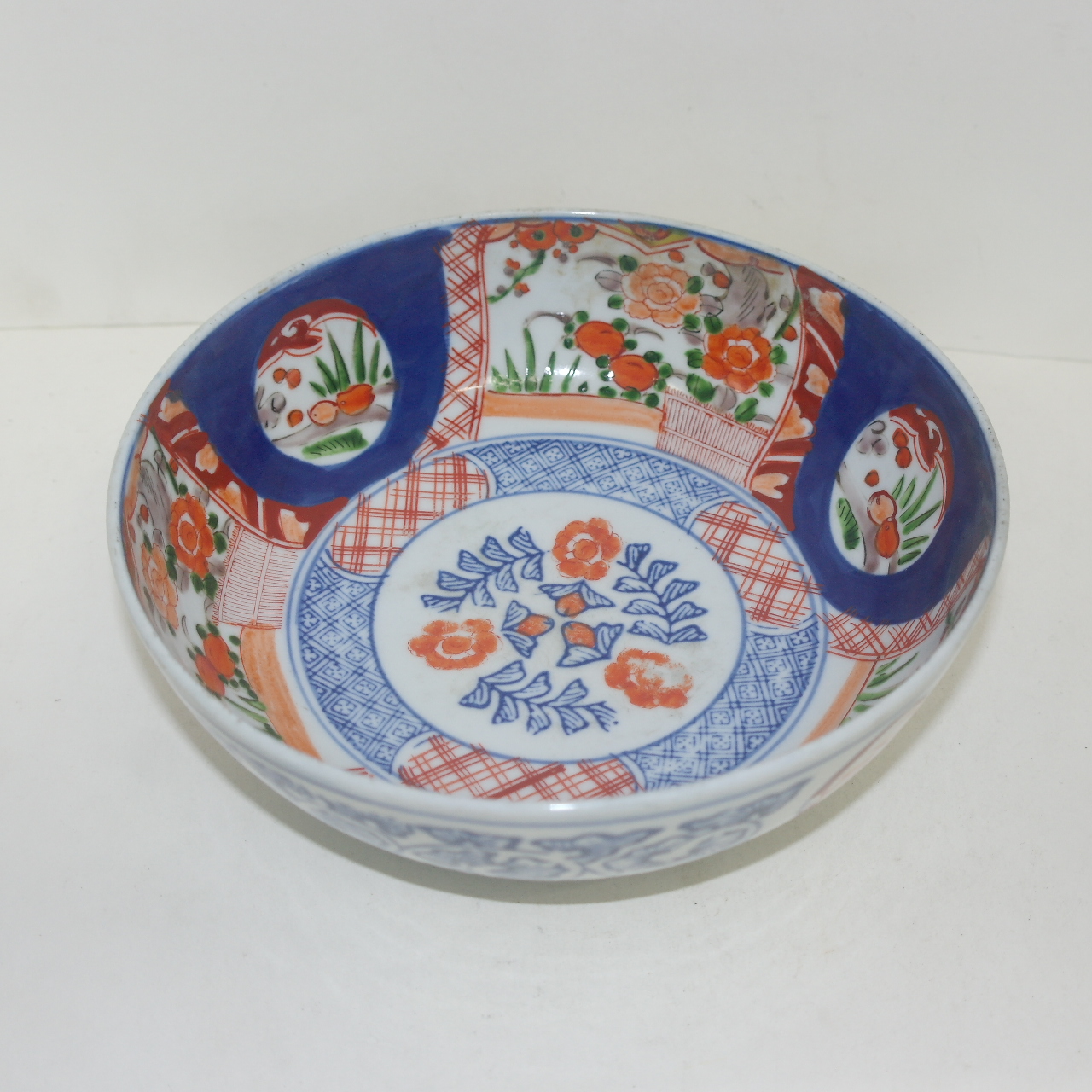 100년이상된 이마리 청화백자 진사화문 대완