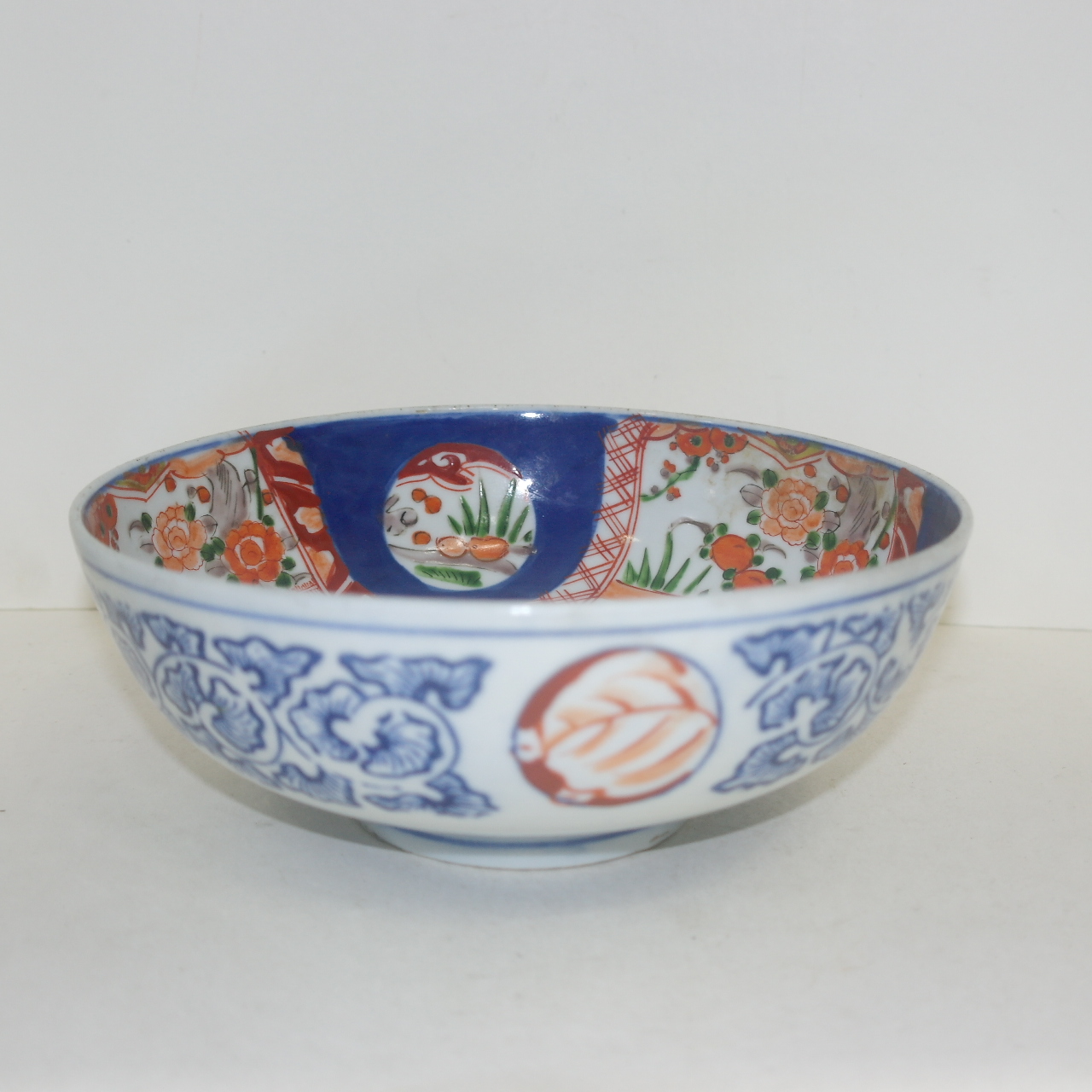 100년이상된 이마리 청화백자 진사화문 대완