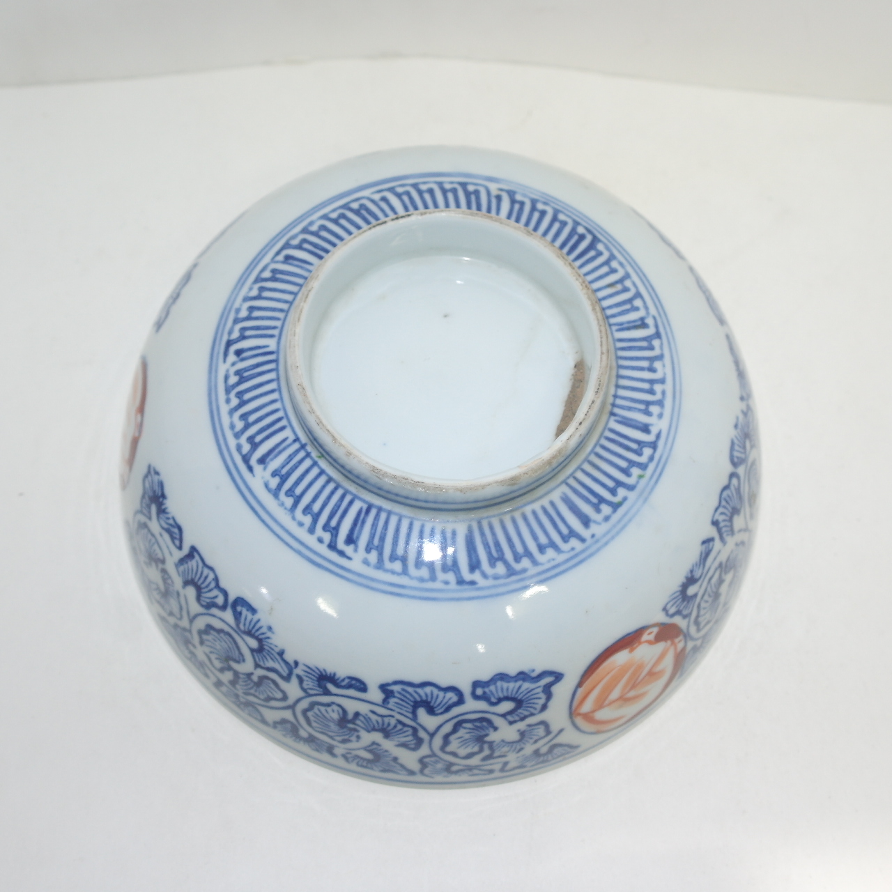 100년이상된 이마리 청화백자 진사화문 대완