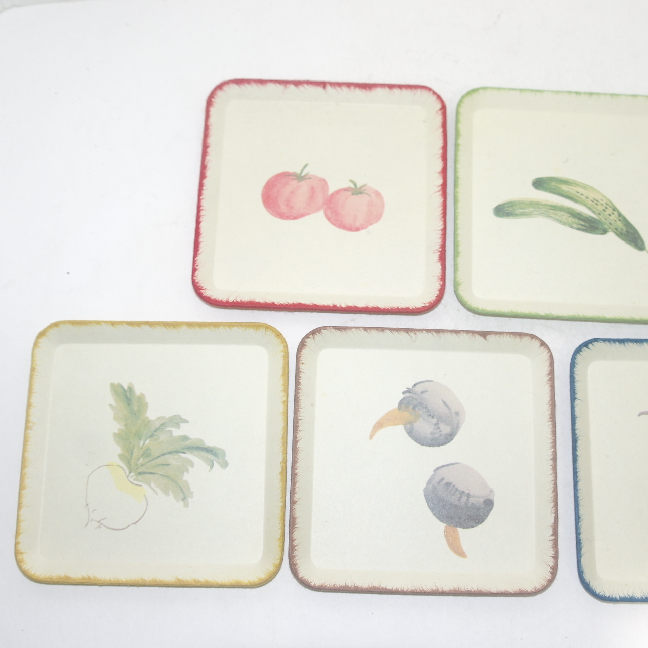 종이로된 과일그림 차탁 5점셋트