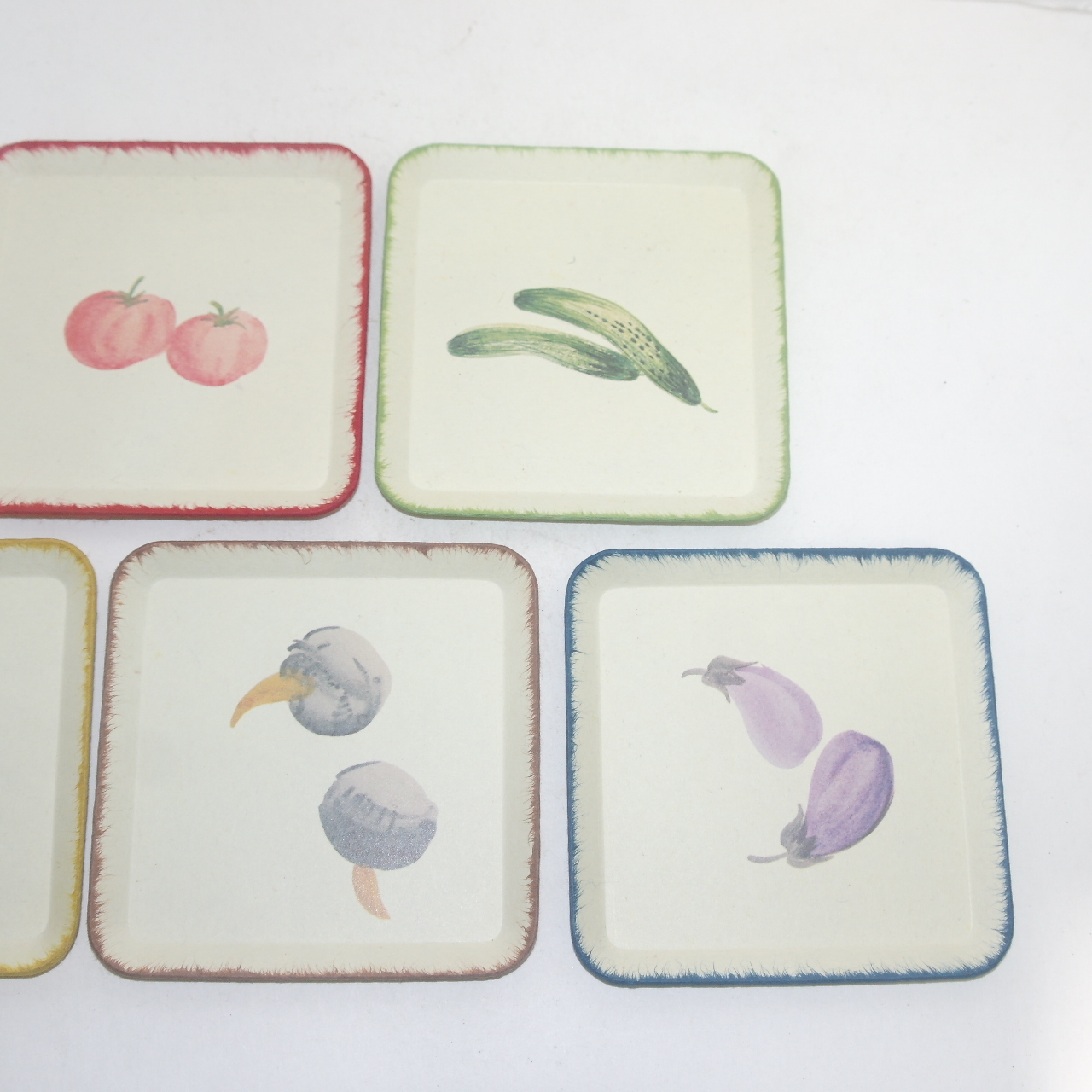 종이로된 과일그림 차탁 5점셋트