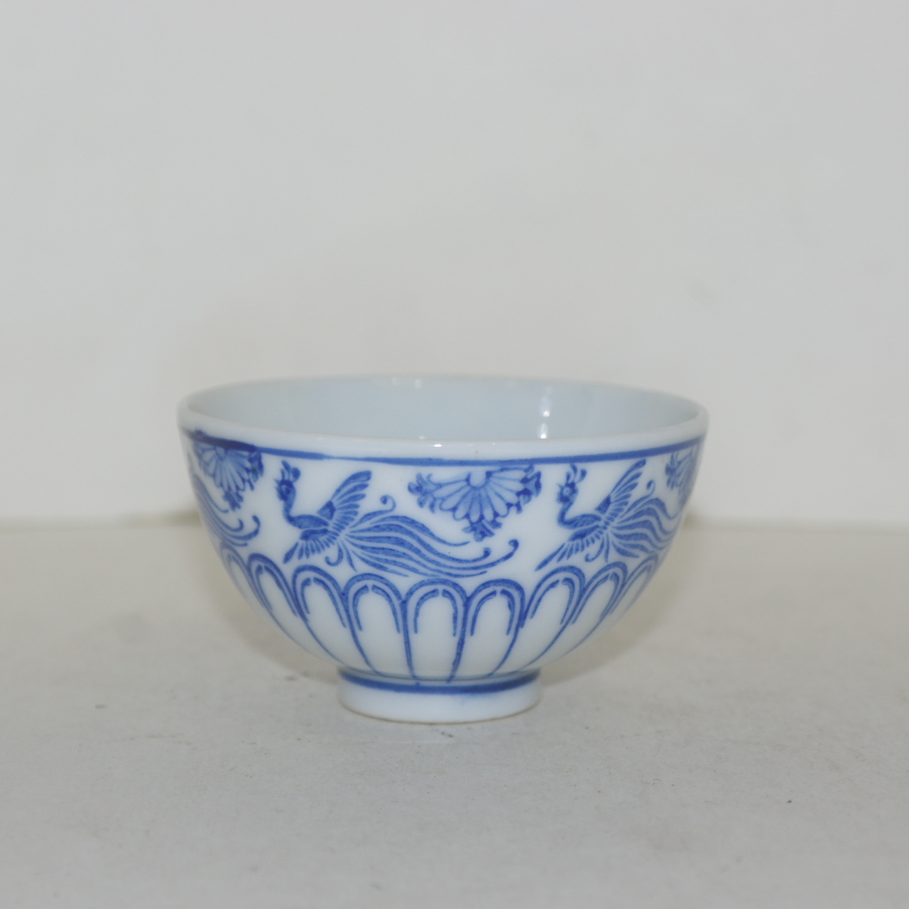 연대가좋은 청화백자비익조문 잔