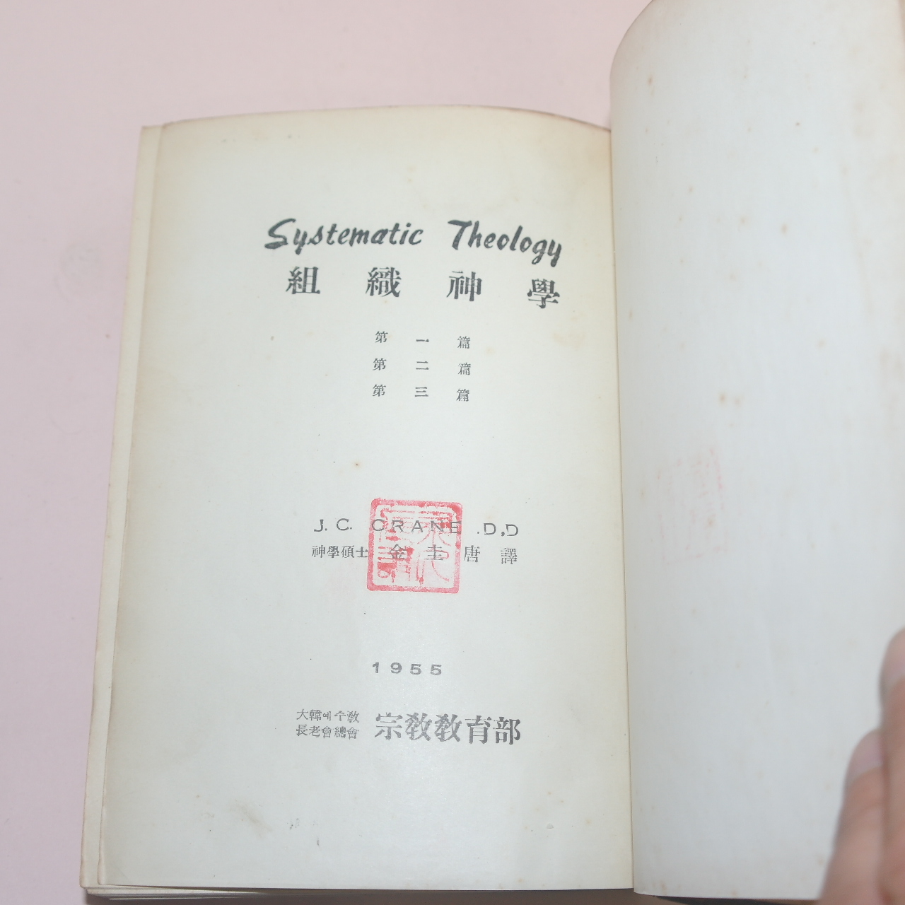 1956년 대한예수교장노회 조직신학(組織神學)상하권 2책완질