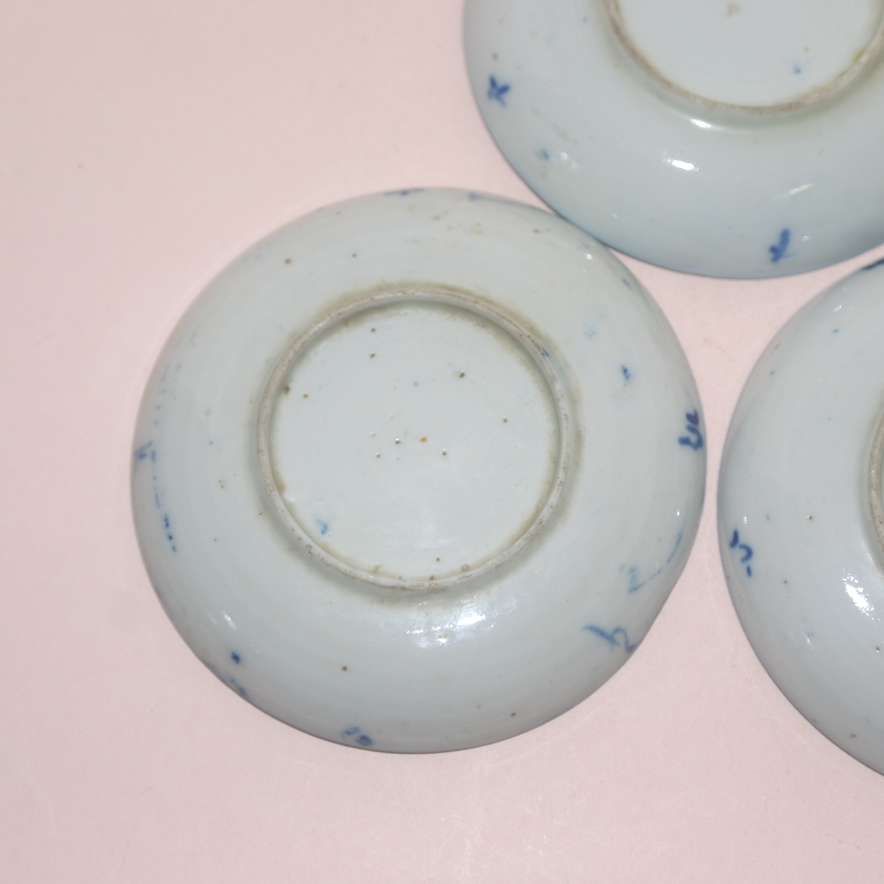 100년이상된 청화백자화문 화형완 3점셋트