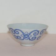 연대가좋은 외사기 청화백자 고사리문 자완