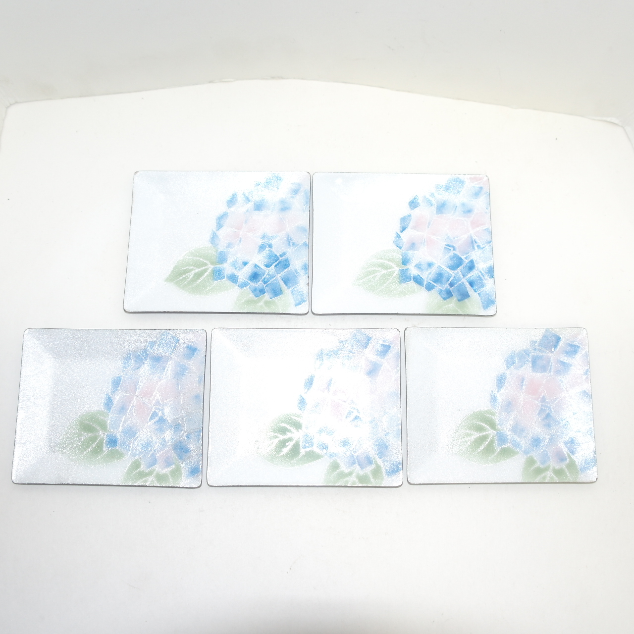 묵직한 금속칠보화문 사각차탁 5점