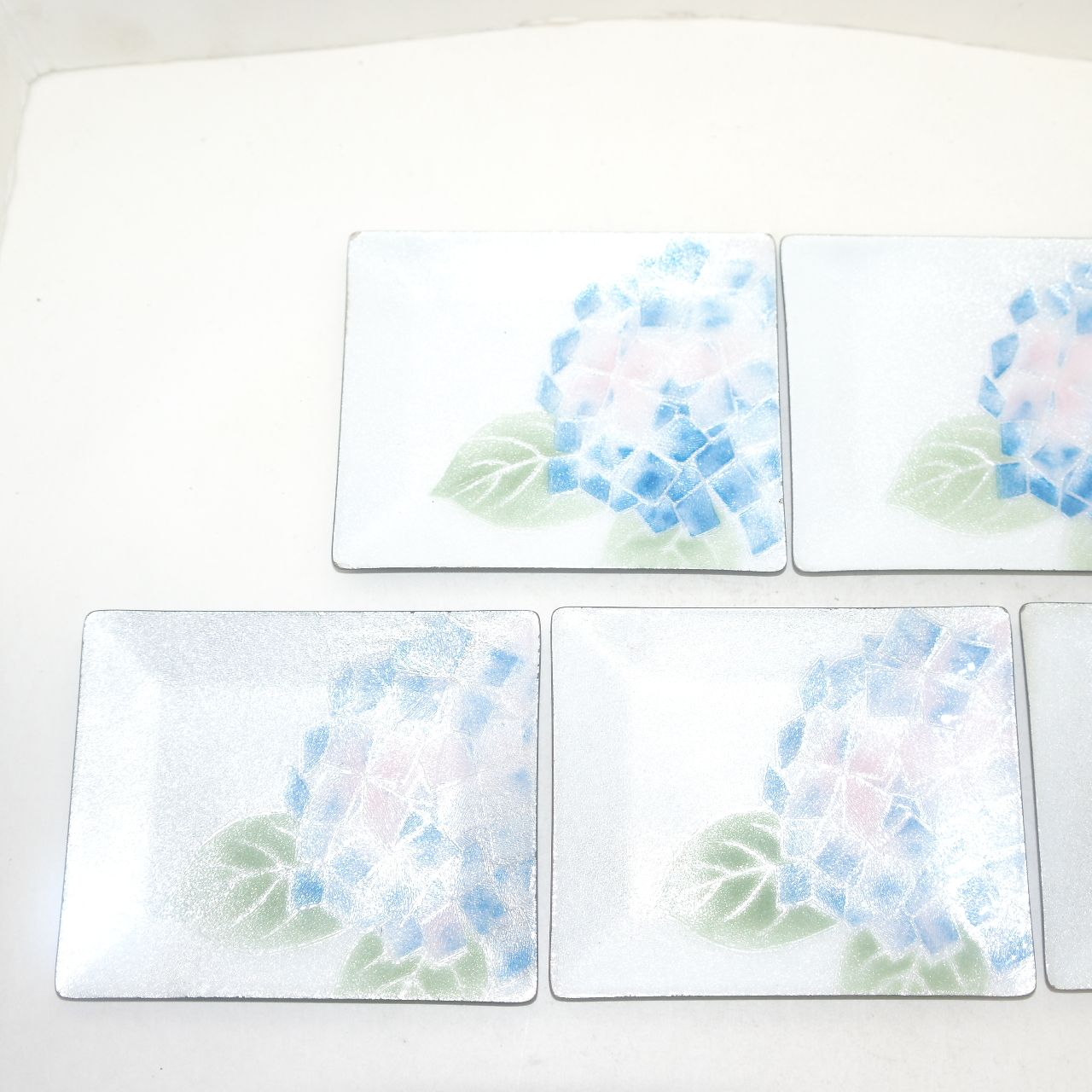 묵직한 금속칠보화문 사각차탁 5점