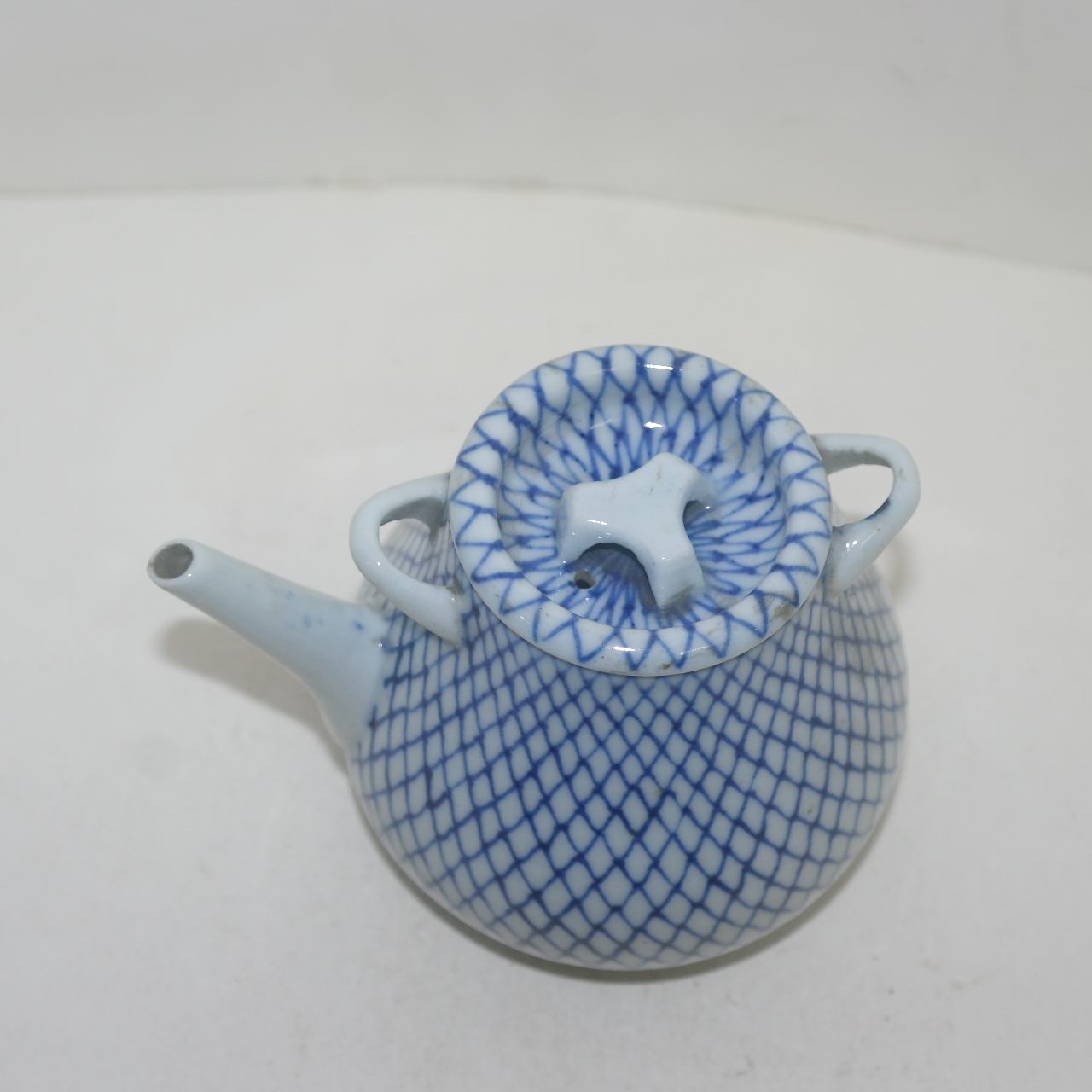 100년이상된 옥산(玉山) 청화백자 줄문 주자