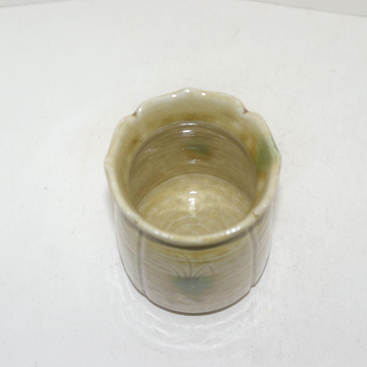 이라보 황청자 청화초화문 화형 필통