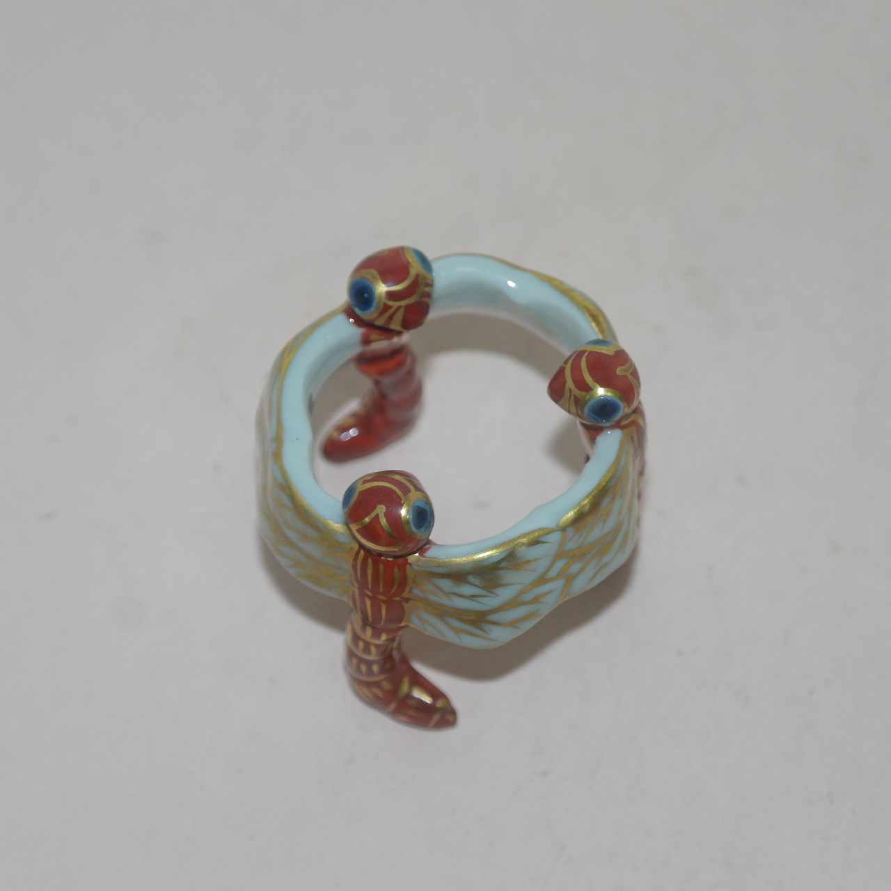 명품-진사백자 금채잠자리형 삼족차도구