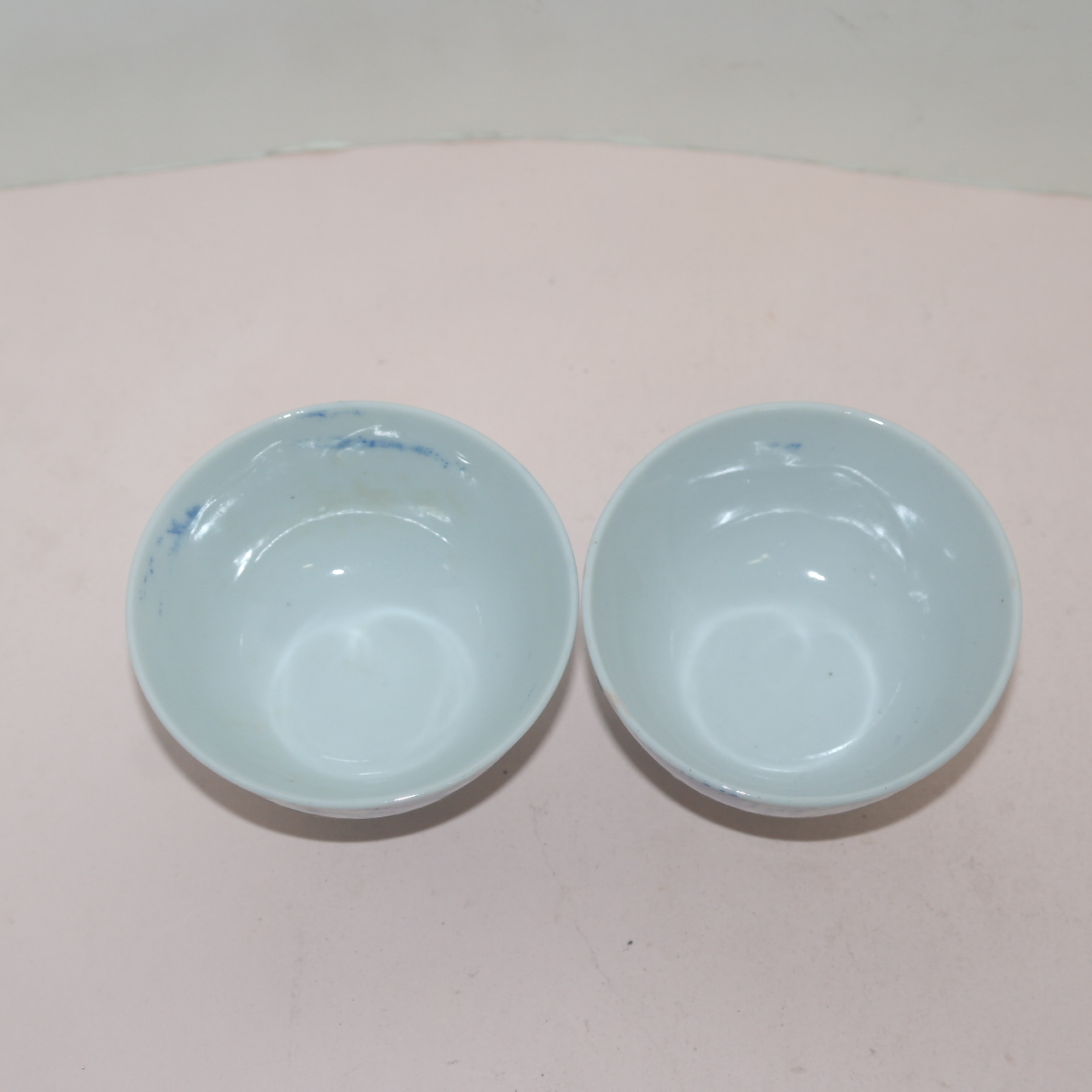 연대가좋은 청화백자산수문 잔 2점