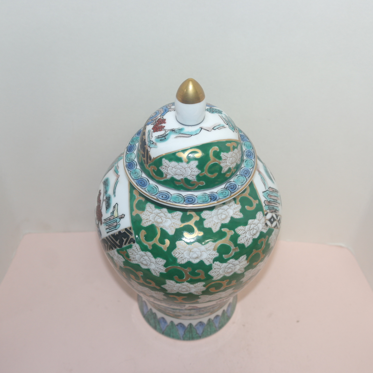 조선도공후예 아리따(有田) 청화백자산수조화문 대호