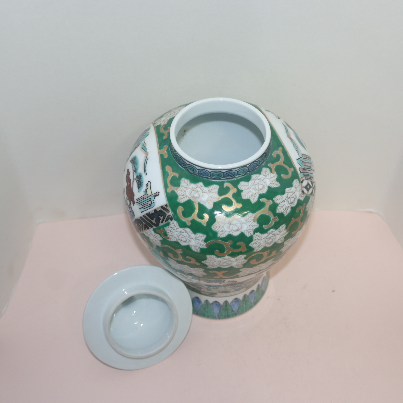 조선도공후예 아리따(有田) 청화백자산수조화문 대호