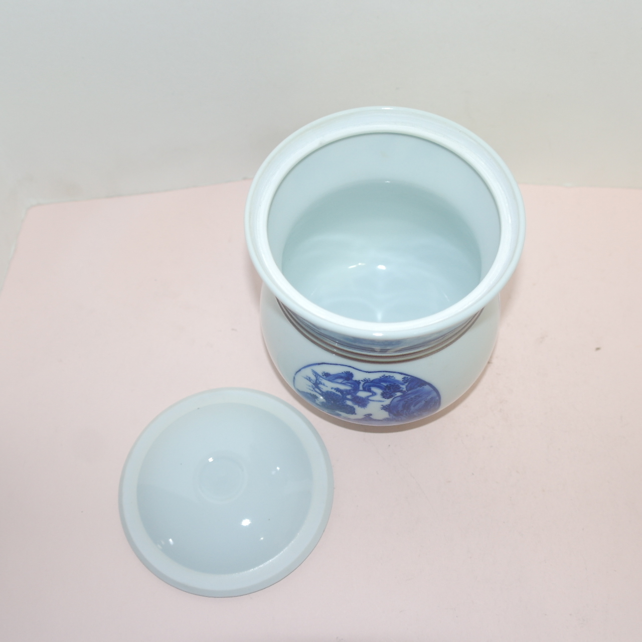 이마리 청화백자 산수문 수통