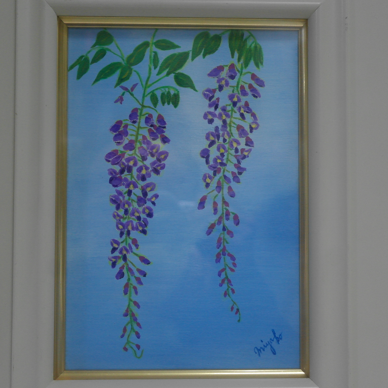 직접그린 꽃그림의 유화작품 액자