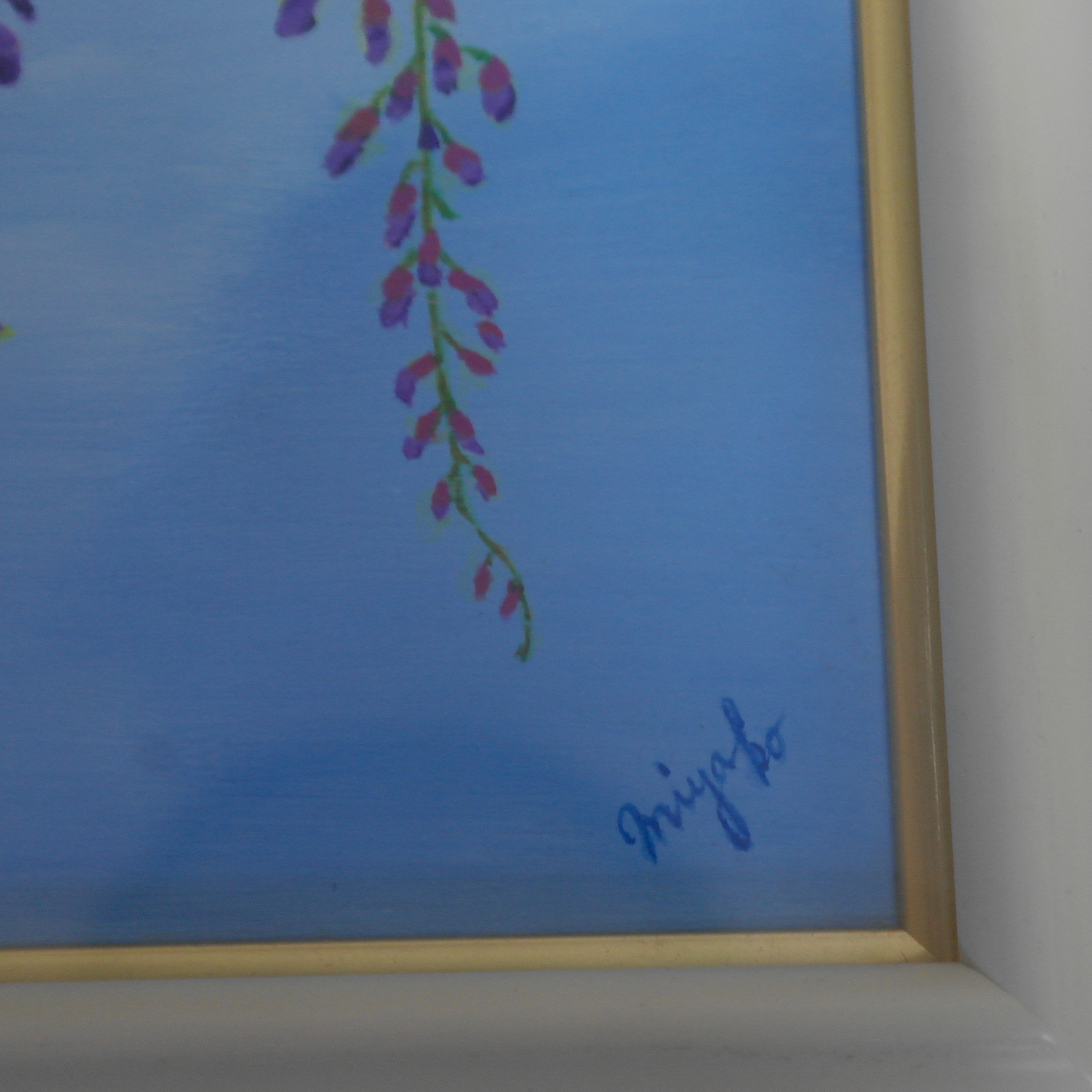 직접그린 꽃그림의 유화작품 액자