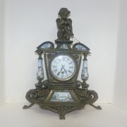 유럽산 청동에 도자기 장식된 시계