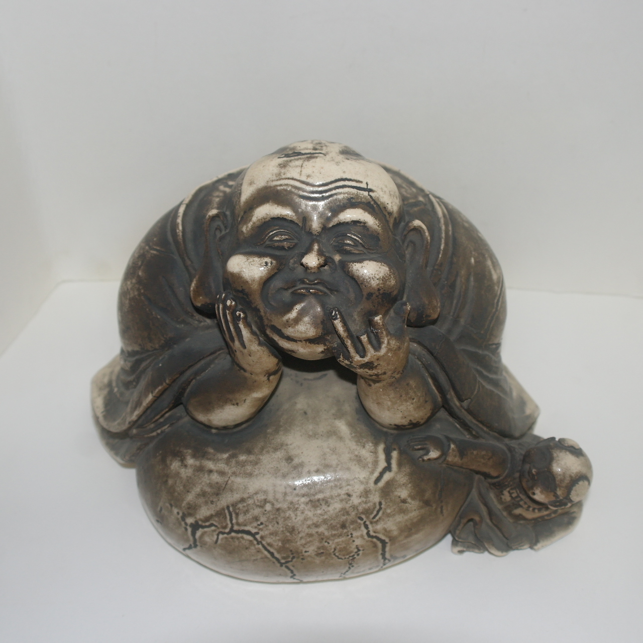 에도시기 골동 청자 포대화상 조각상