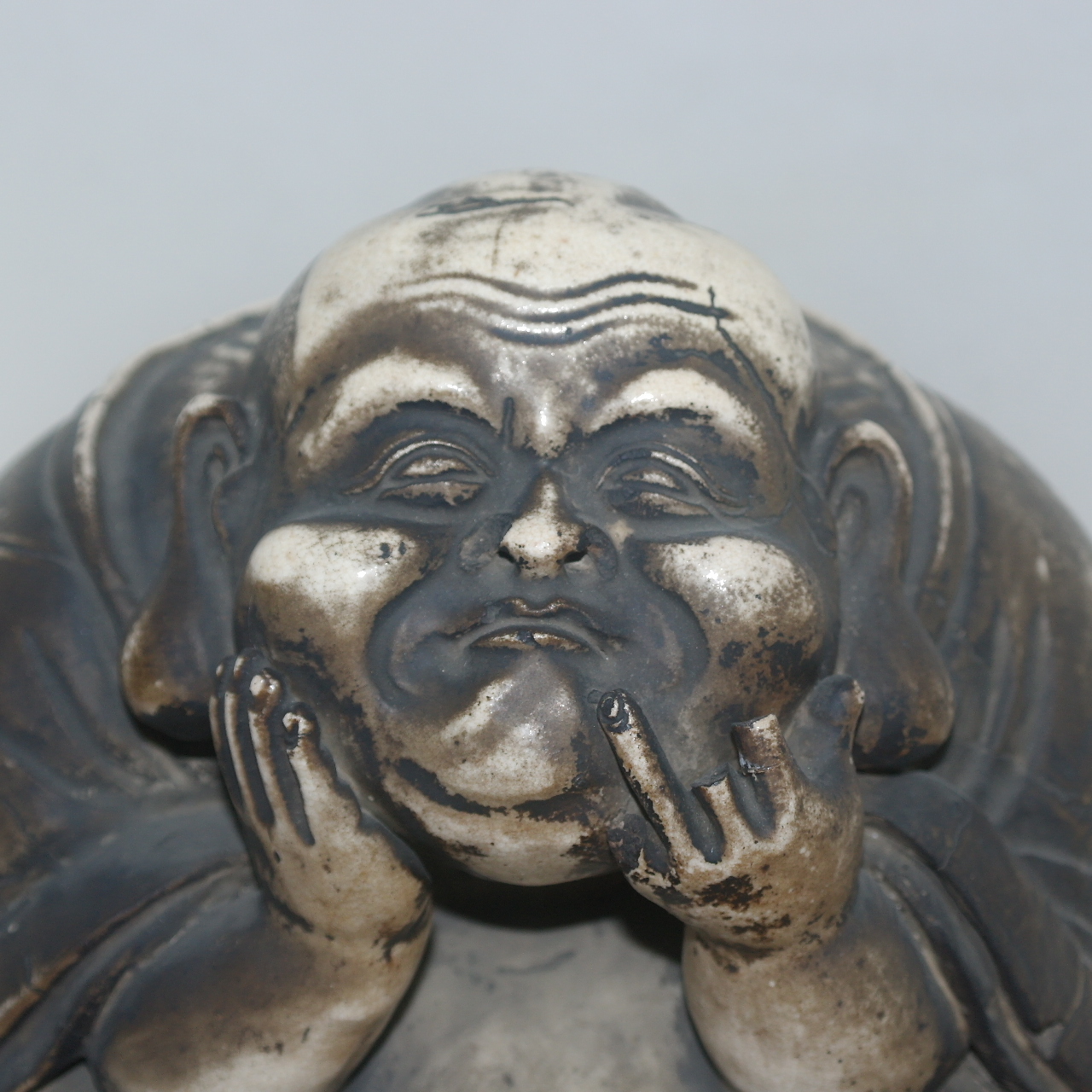 에도시기 골동 청자 포대화상 조각상