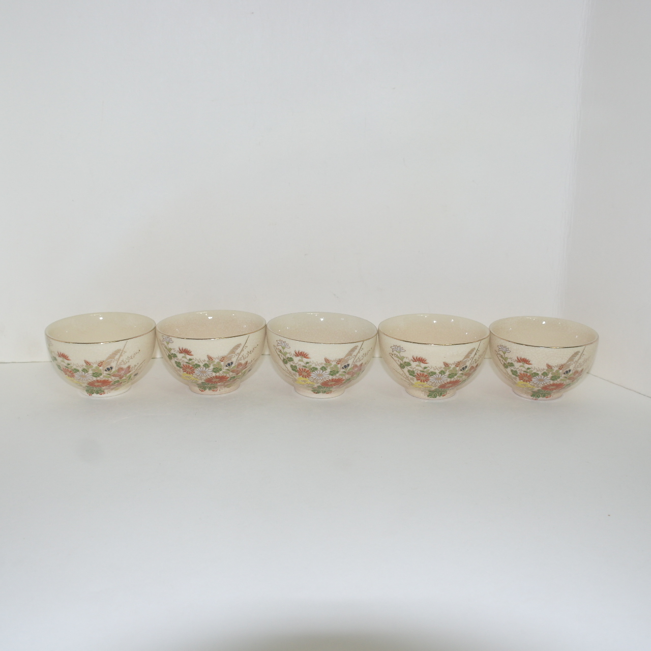 사스마 분청자금채화문 잔 5점셋트