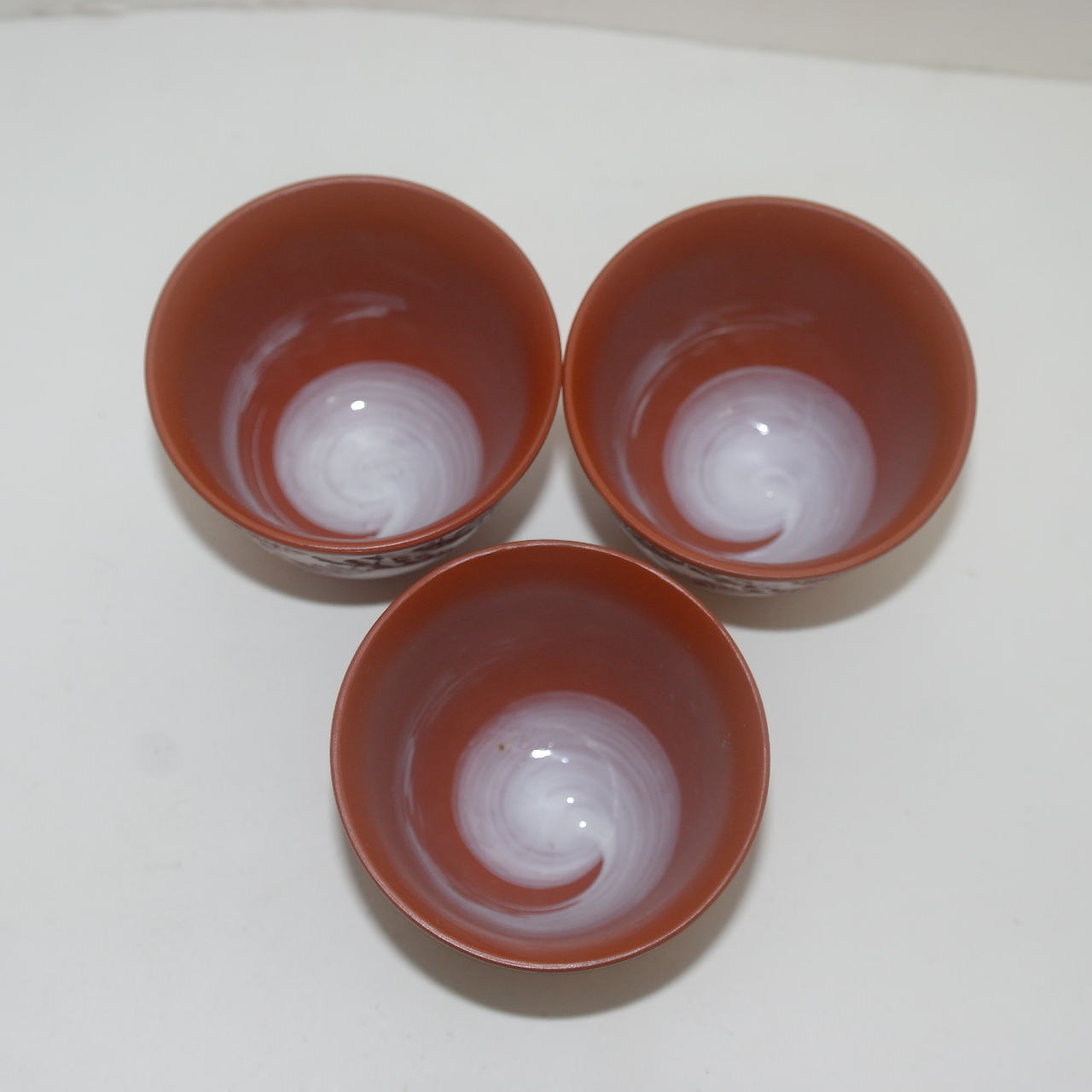 자사도자기 음각화문 잔 3점셋트