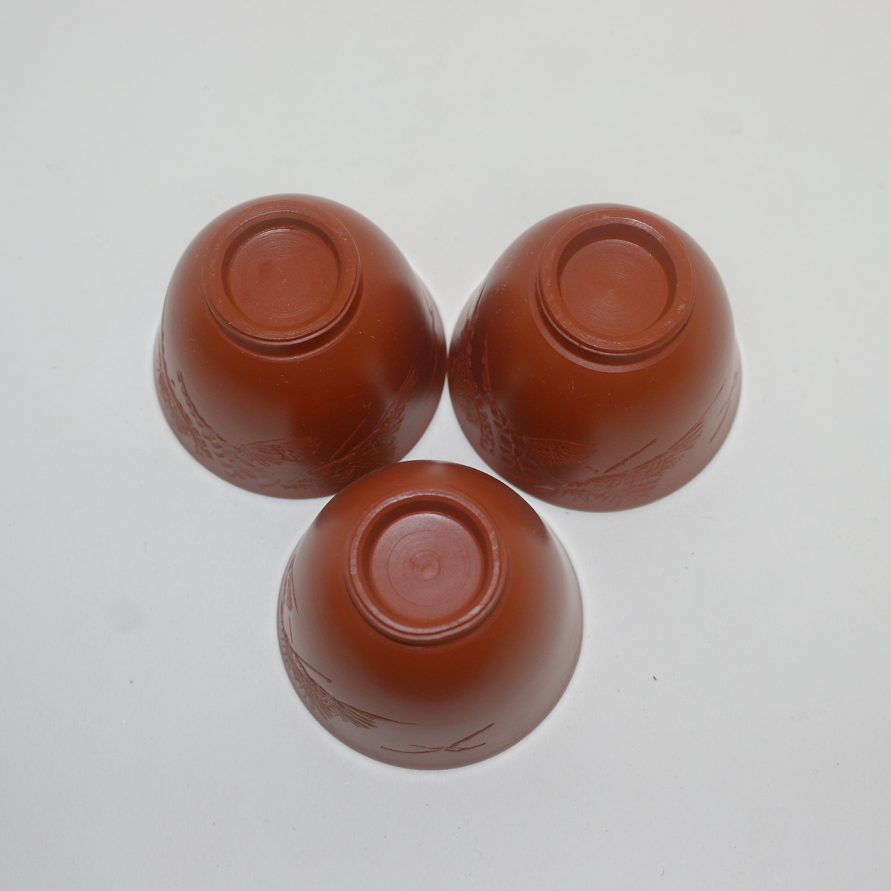 자사도자기 음각화문 잔 3점셋트