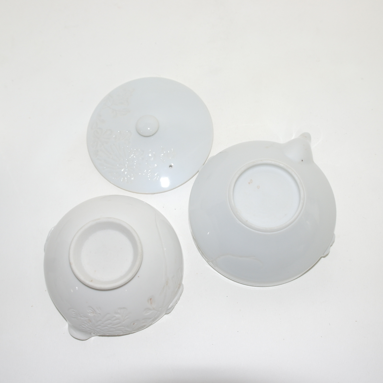 순백자 음각화문 5인다관셋트