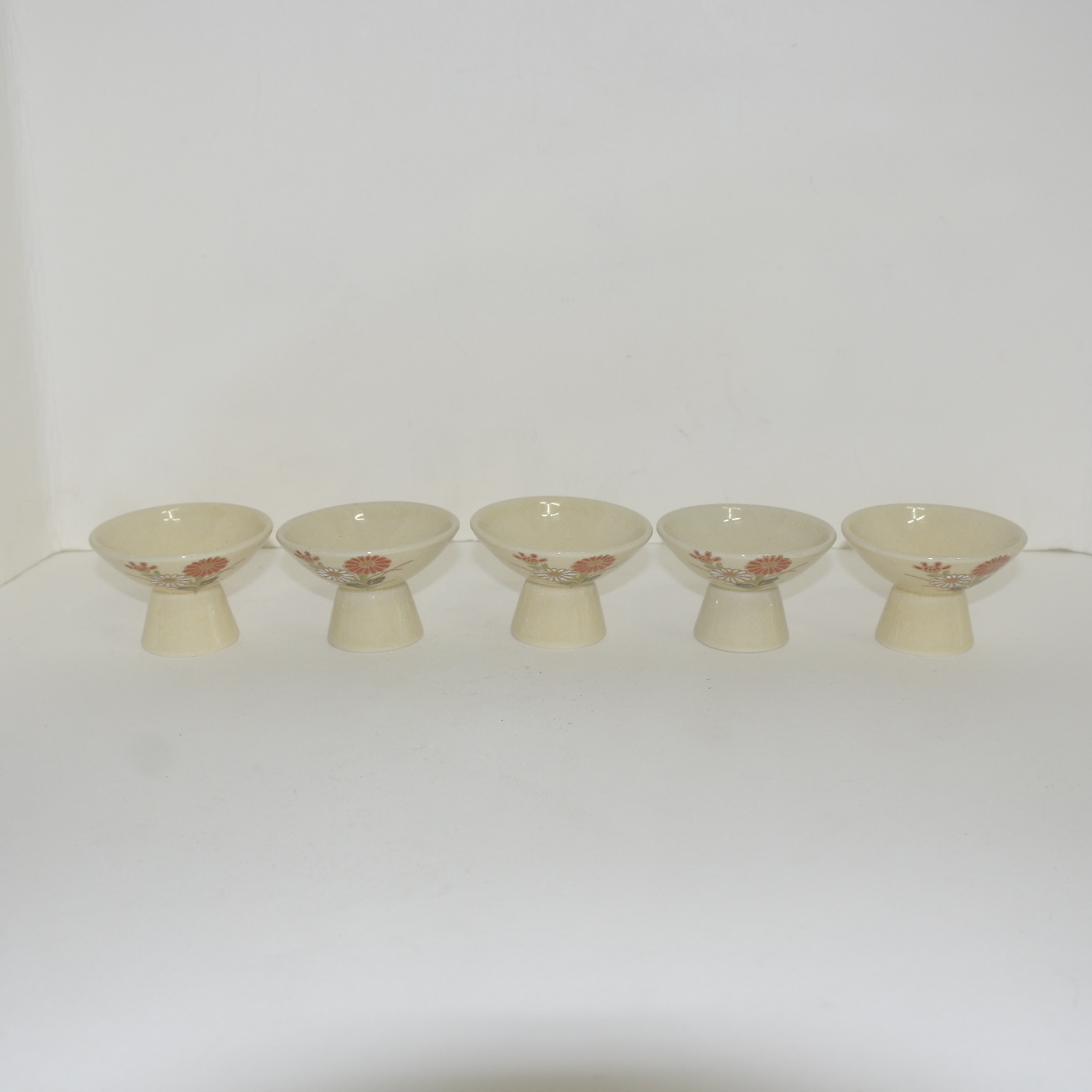 사스마 분청자 진사금채화문 잔 5점셋트