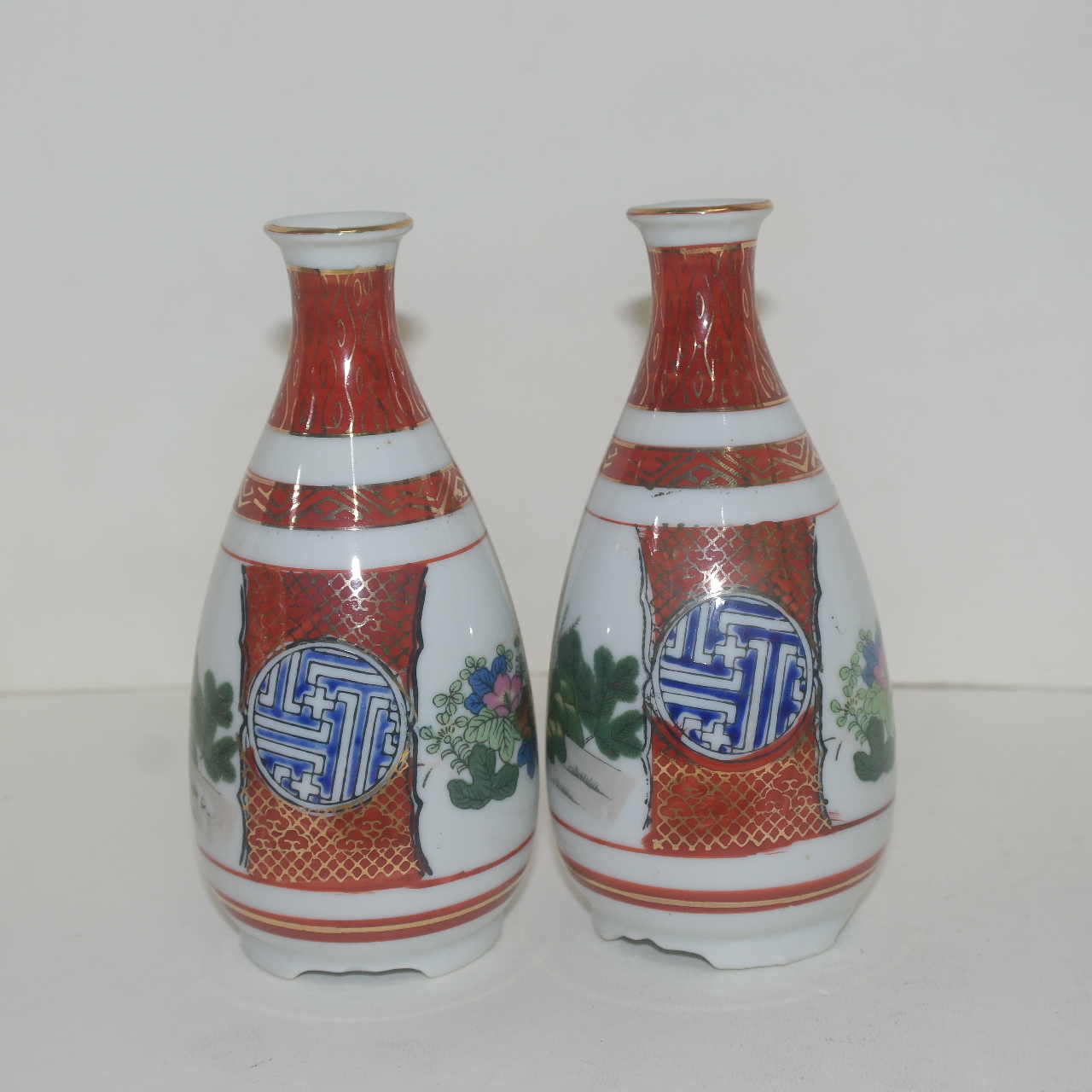 구다니 청화백자진사금채화문 주병 2점