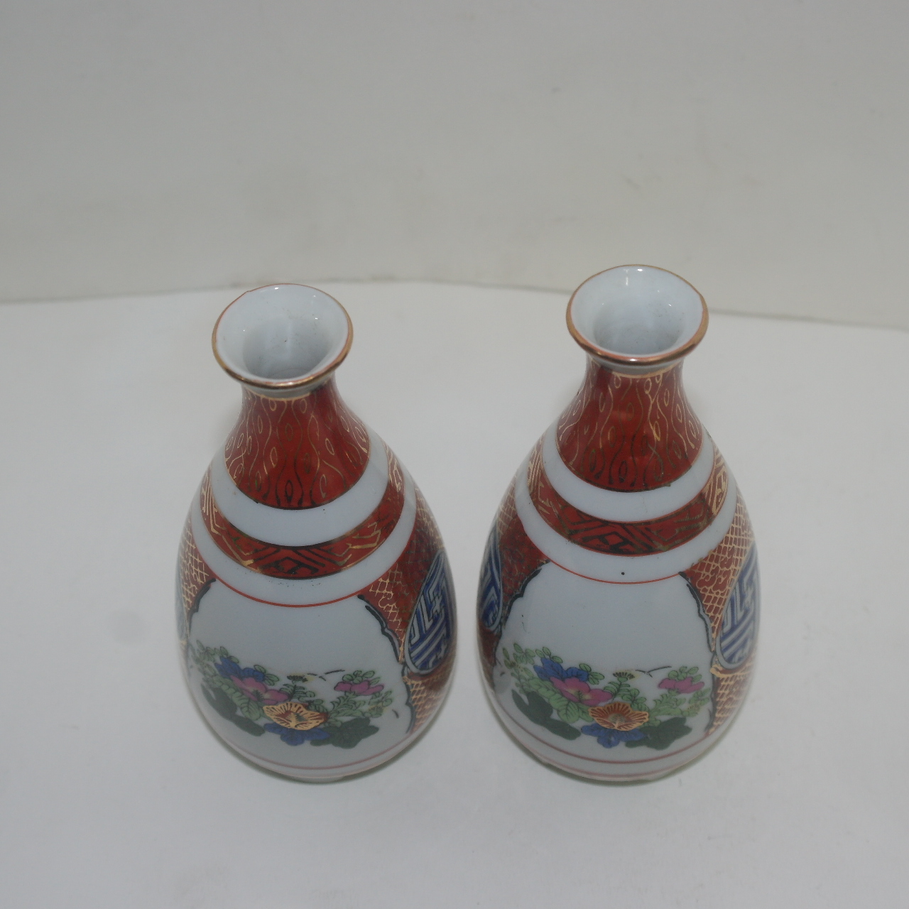 구다니 청화백자진사금채화문 주병 2점