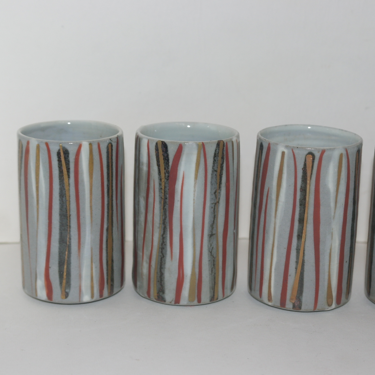 청자 금채줄문 잔 5점