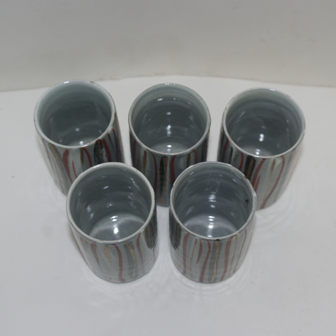 청자 금채줄문 잔 5점