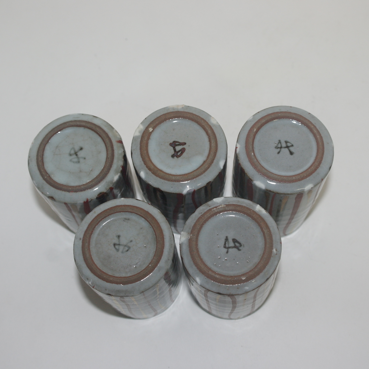 청자 금채줄문 잔 5점