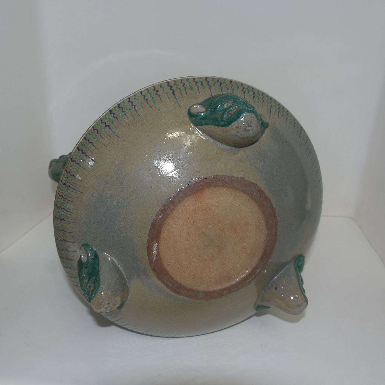 명품골동-청자 청화금채화문 투각 다부