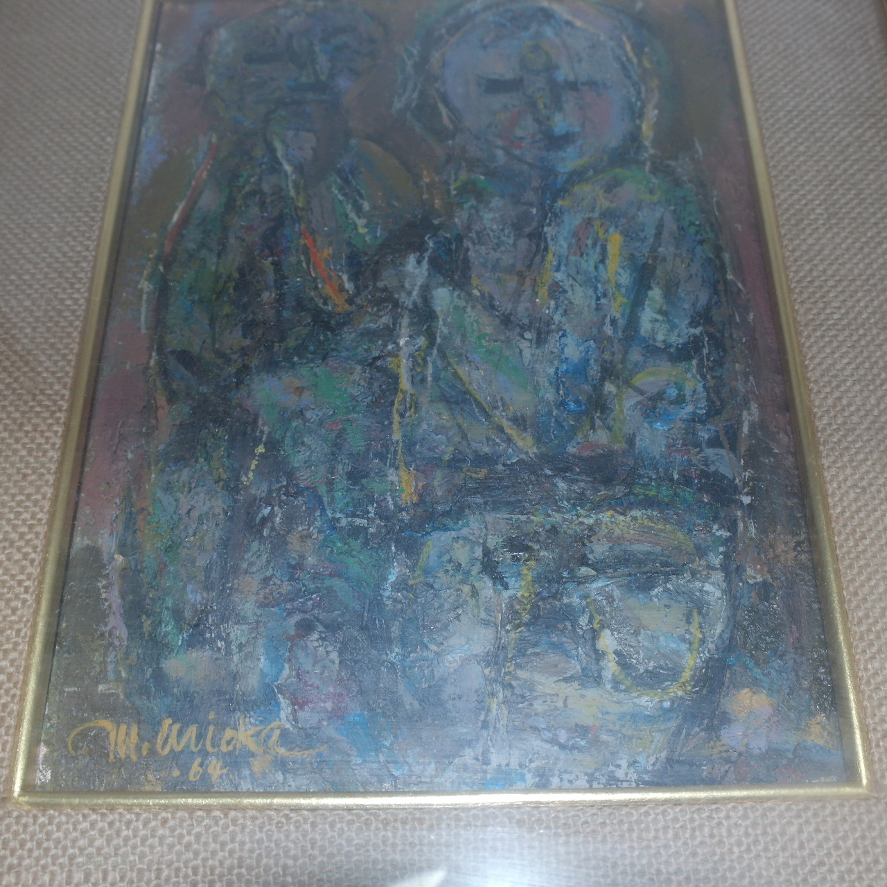 1964년 두꺼운 유화 인물 작품액자