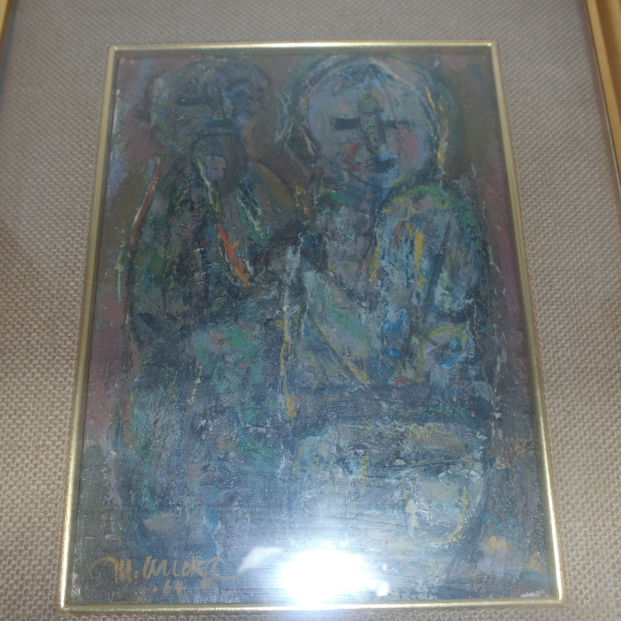 1964년 두꺼운 유화 인물 작품액자