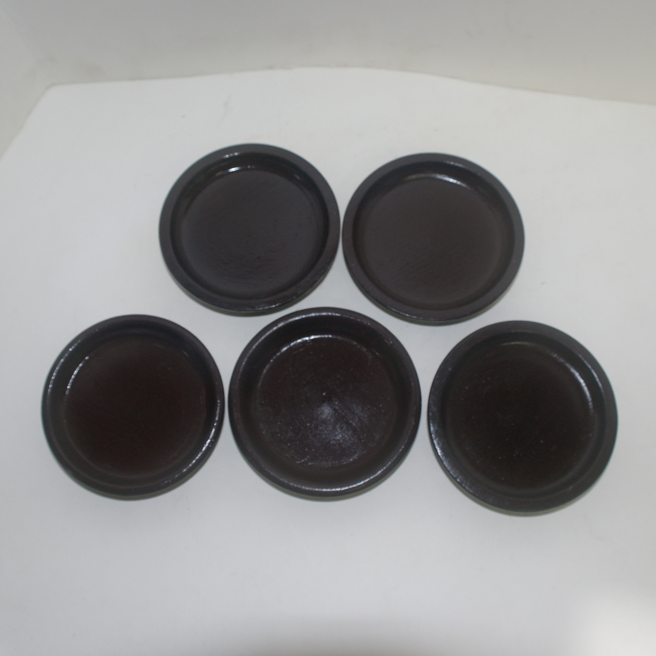 두꺼운 나무로된 나무완 5점