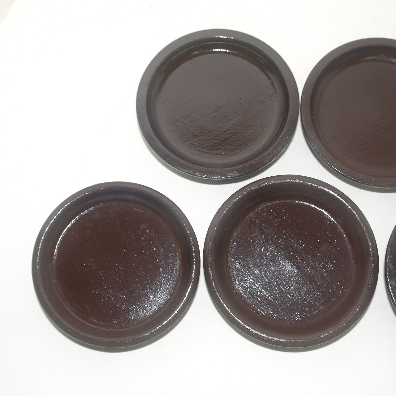 두꺼운 나무로된 나무완 5점